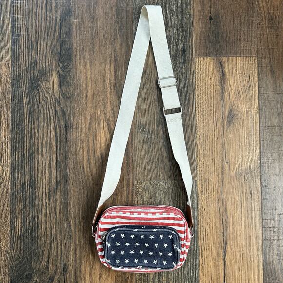 Madlove Stars & Stripes Crossbody Bag USA Flag Print Adjustable Strap - Picture 1 of 7